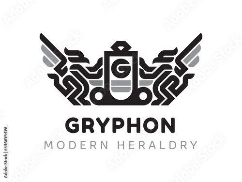 Simple Luxury logo. Gryphon Shield Crest