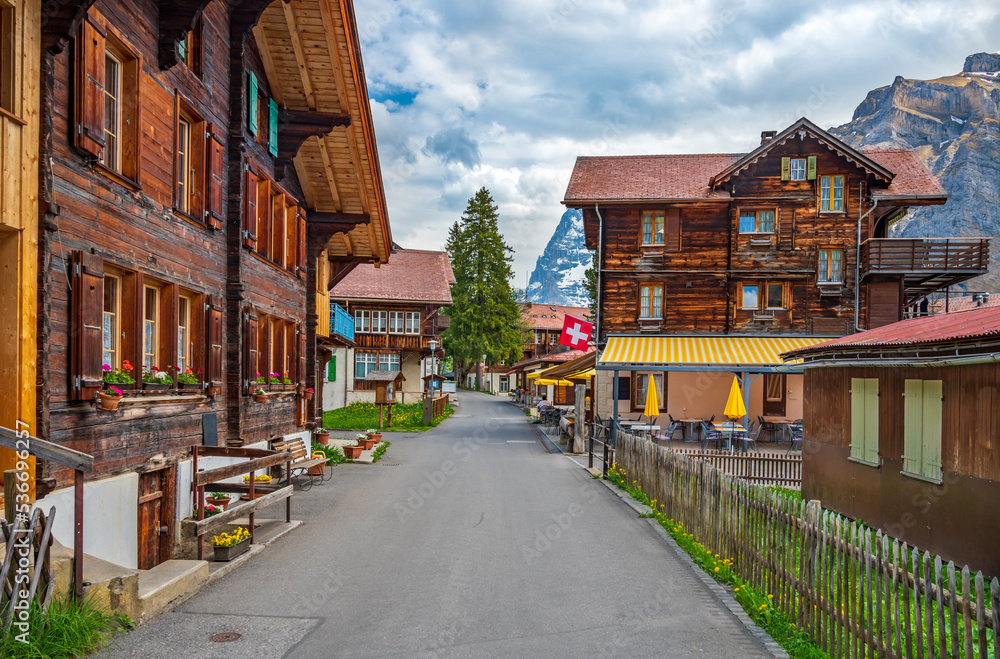  Scenery of mountain village of Murren, Switzerland.