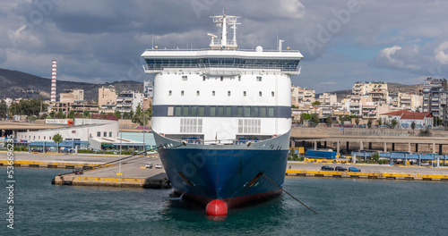 Canvas-taulu Large ferry docked at the port of Piraeus Greece