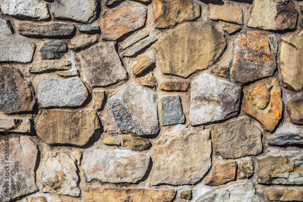 Closeup of natural flagstone rock used to build a hardscape structure