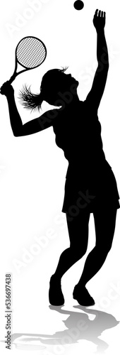 A tennis player woman female sports person in silhouette