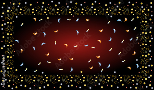 beautiful festive frame with confetti and sequins