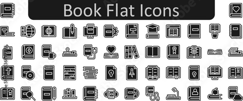 Book flat icons set. Web icon set. Website set icon vector