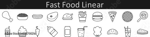 Fast food linear icons set. Web icon set. Website set icon vector