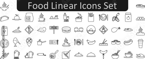 Food linear icons set. Web icon set. Website set icon vector