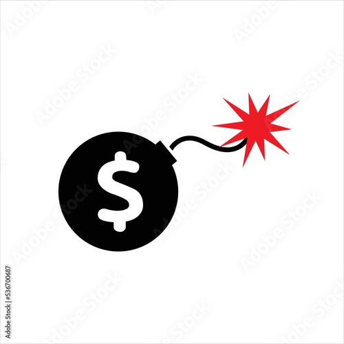 Big bomb of money dollar with a burning wick , Money crisis concept , Vector illustration