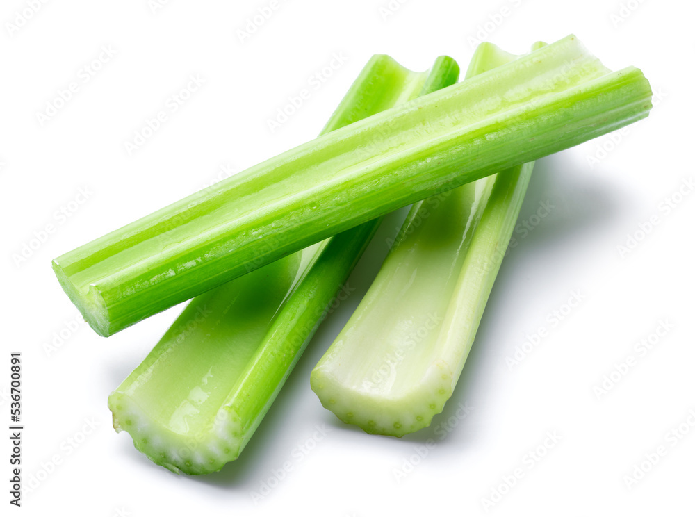 Pile of celery ribs isolated on white background. Pile of celery ribs isolated on white background.