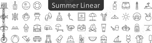 Summer linear icons set. Web icon set. Website set icon vector