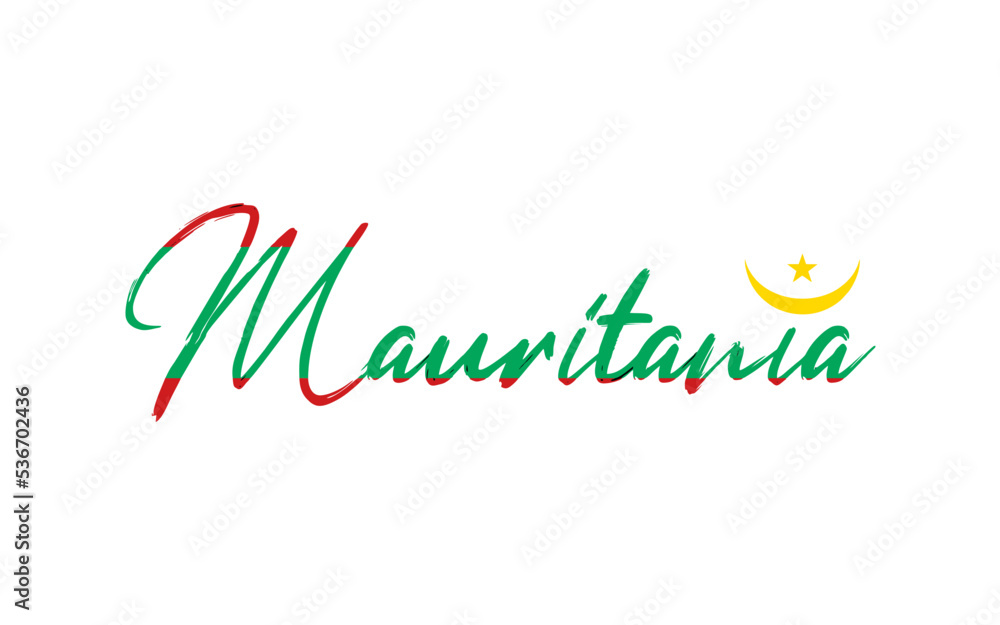 Mauritania text  color sketch viector