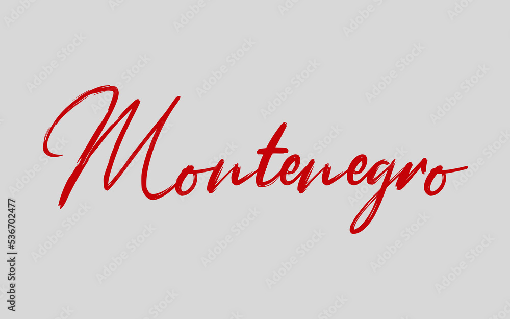 Montenegro text  color sketch viector