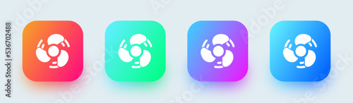 Fan solid icon in square gradient colors. Cooler signs vector illustration.