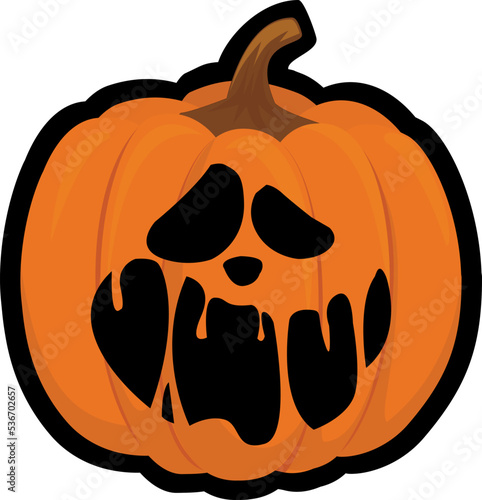 Halloween Jackolantern Pumpkin Face Isolated Vector Sticker SVG