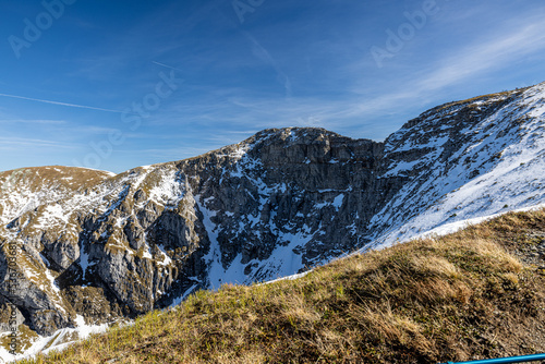 Panoramic view on Tatra Mountains in Poland towards Czerwone Wierchy.
