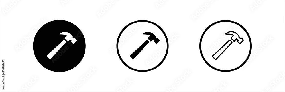 Hammer icon. Hammer icon set. Hammer button symbol. Filled flat sign. Vector illustration. Hammer icon. Hammer icon set. Hammer button symbol. Filled flat sign. Vector illustration.