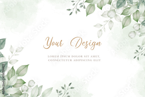 Beautiful Green Leaves Watercolor Background