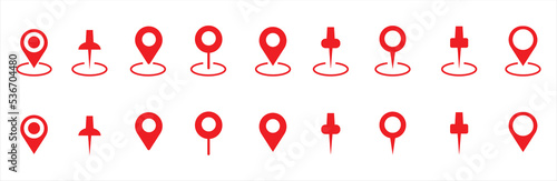 Pin Location icon. Simple map pin. Set of red map pin icons. Modern map markers.  location pin sign. Map pin place marker. Vector icon