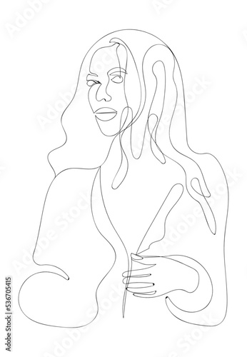2OutLineWomen the image of a woman, a girl, contour, style, one line, eyes, lips, nose, hair, face