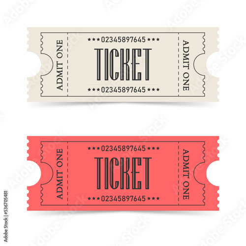 Simple tickets for events, theatre, circus and cinema. vector illustration