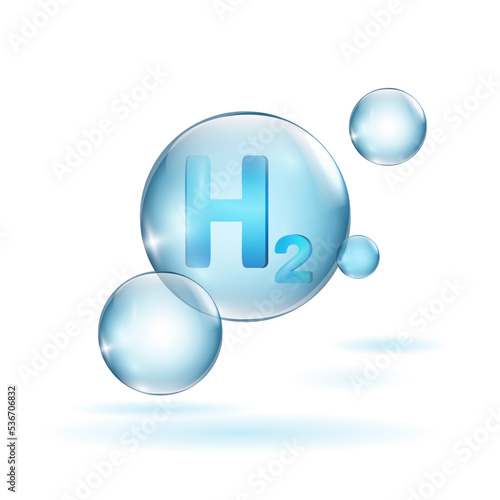 H2 molecule symbol. Blue hydrogen production concept.