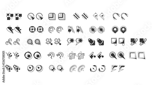 Abstract Set Collection Black Quotemarks Speech Punctuation Excerpt Remarks Icons Vector Design Style