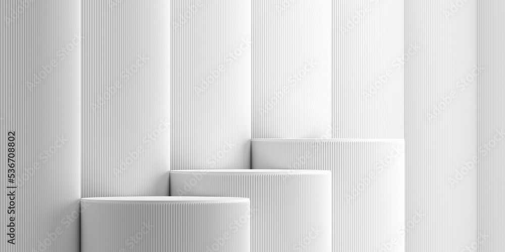 Minimal cosmetic background.podium with white background for product presentation. 3d rendering illustration. Minimal cosmetic background.podium with white background for product presentation. 3d rendering illustration.