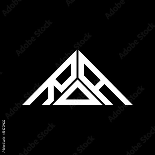 ROA letter logo creative design with vector graphic, ROA simple and modern logo in triangle shape.