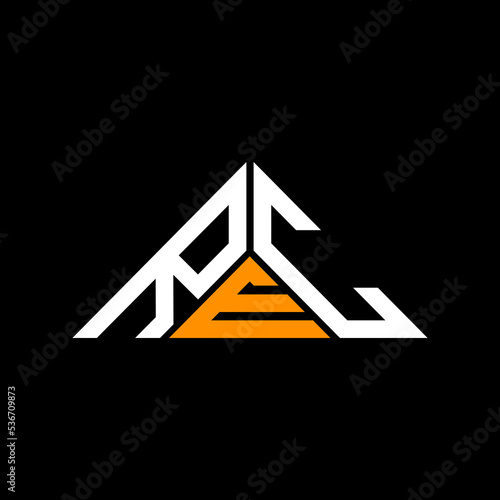 REC letter logo creative design with vector graphic, REC simple and modern logo in triangle shape.