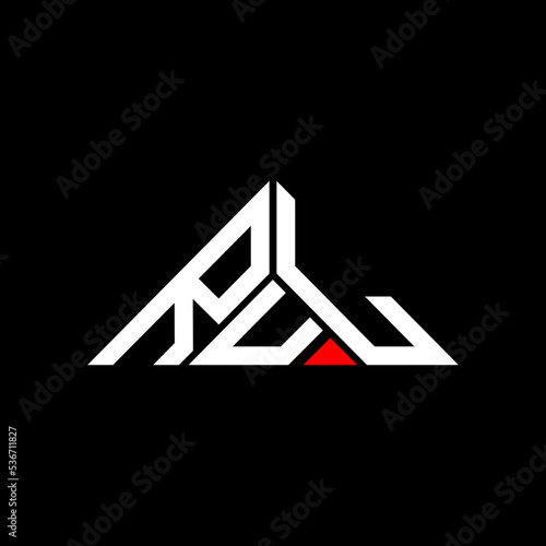 RUL letter logo creative design with vector graphic, RUL simple and modern logo in triangle shape. photo