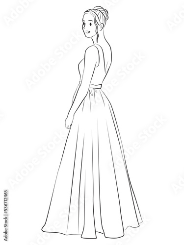 bride in a dress cartoon illustration