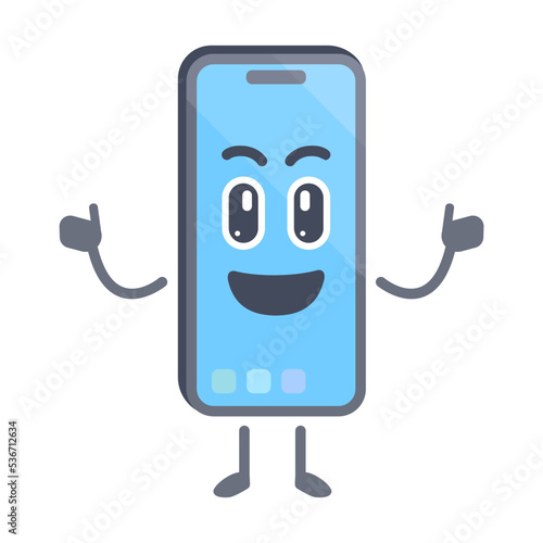 Phone with thumbs up like pose. smartphone cartoon character. Iphone character.
