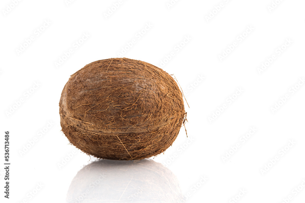 Tropical fruit coconut on white background. summer