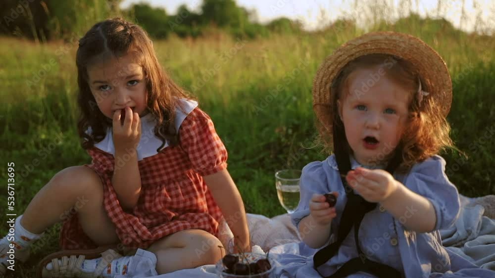 Two red-haired sisters on a picnic Two red-haired sisters on a picnic