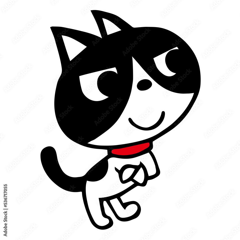 手描きのハチワレ猫 腕組みポーズ 手描きのハチワレ猫 腕組みポーズ