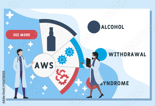 AWS - Alcohol Withdrawal Syndrome acronym. business concept background.  vector illustration concept with keywords and icons. lettering illustration with icons for web banner, flyer, landing page