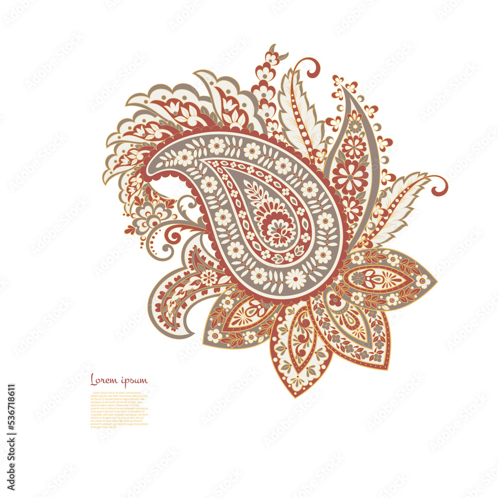 Paisley vector isolated pattern. Floral Vintage illustration