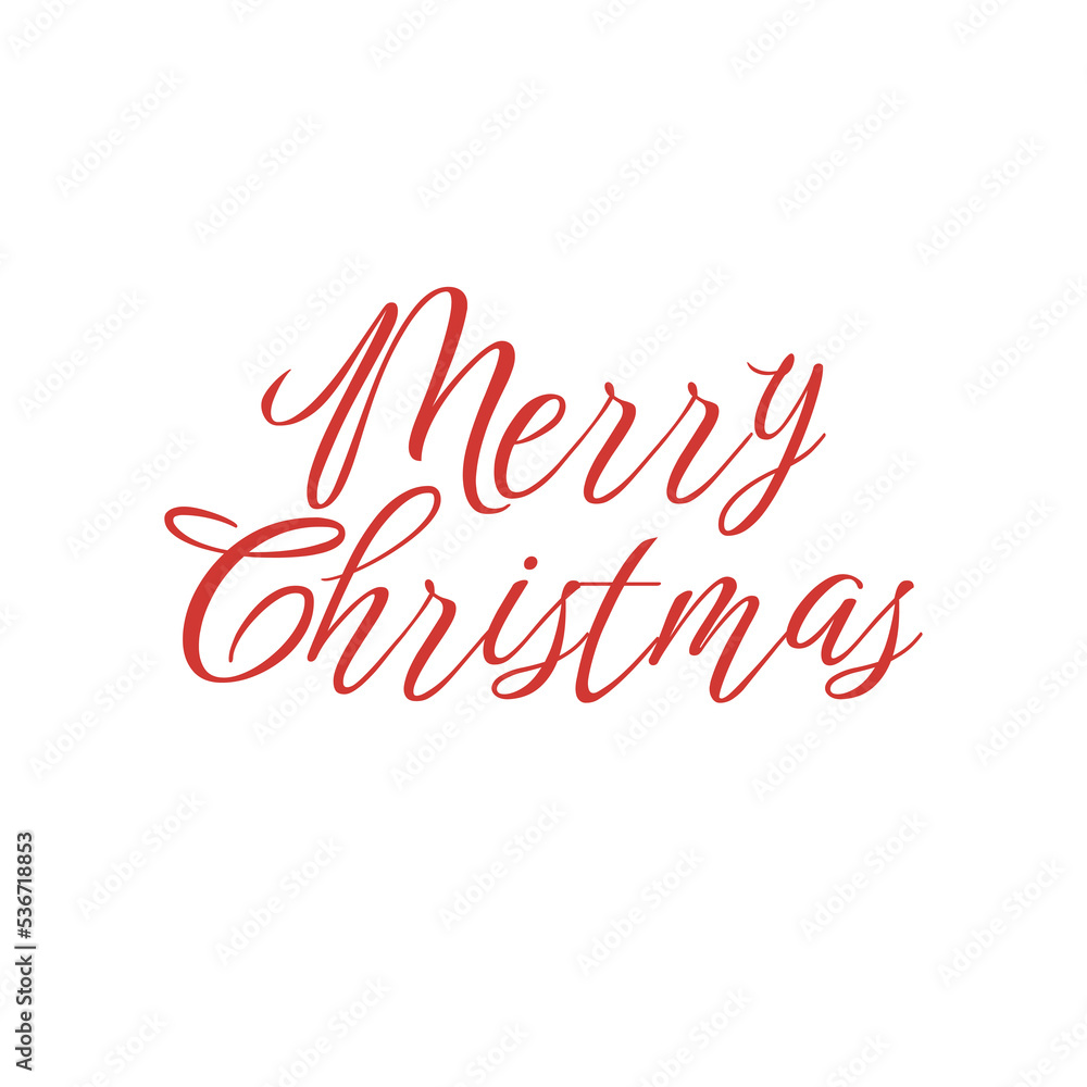 merry christmas red hand lettering inscription to winter holiday design, calligraphy vector illustration