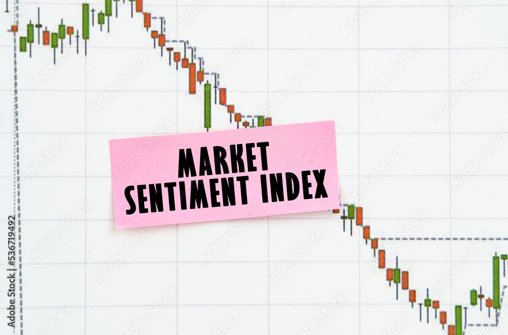 Against the background of the quote chart, a sticker with the inscription - Market Sentiment Index Against the background of the quote chart, a sticker with the inscription - Market Sentiment Index