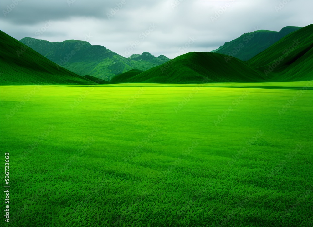 Vidid green field landscape