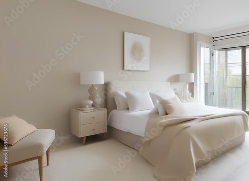 Beige and white modern bedroom illustration