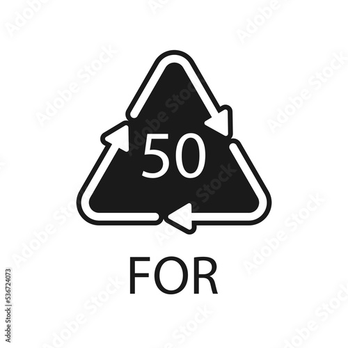 Bio material recycling code 50 FOR. Vector Illustration