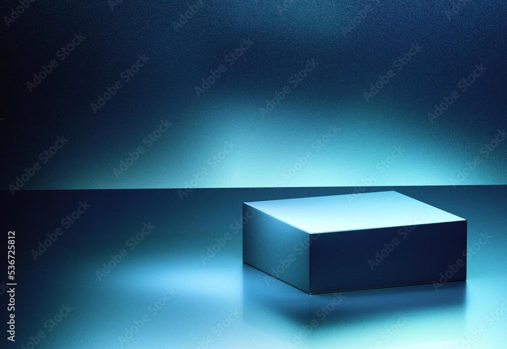 Empty blue square podium in aurora background theme. 3d computer graphic template of displaying place for your products. Empty blue square podium in aurora background theme. 3d computer graphic template of displaying place for your products.