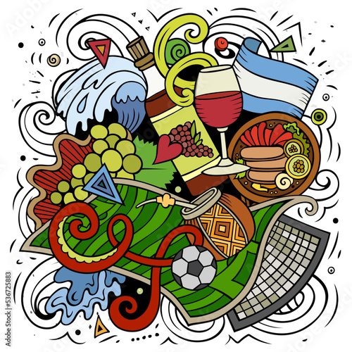 Argentina hand drawn cartoon doodles illustration. Funny design.