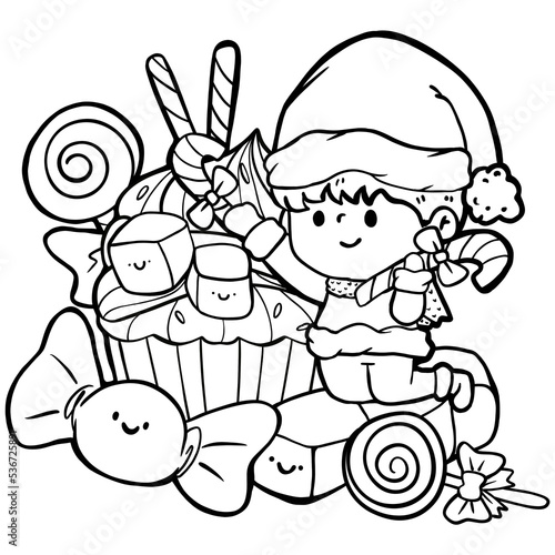 Wallpaper Mural Cute, Santa, Claus for merry, Christmas, clipart, 
 illustration  Torontodigital.ca