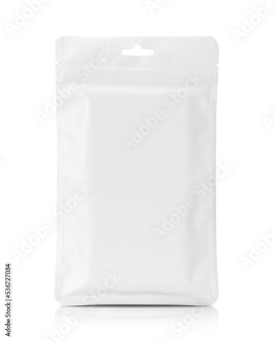 Blank packaging white plastic OPP zipper pouch for product design mockup