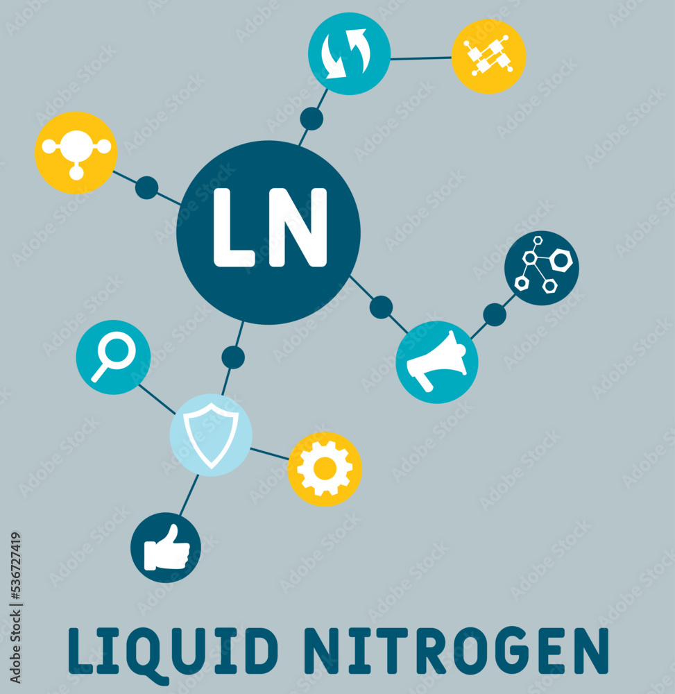 LN - Liquid Nitrogen acronym. business concept background. vector illustration concept with keywords and icons. lettering illustration with icons for web banner, flyer, landing page LN - Liquid Nitrogen acronym. business concept background. vector illustration concept with keywords and icons. lettering illustration with icons for web banner, flyer, landing page