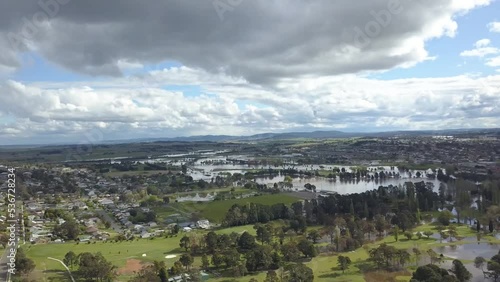 View of Flooding Goulburn City from the Rocky Hill War Memorial 2