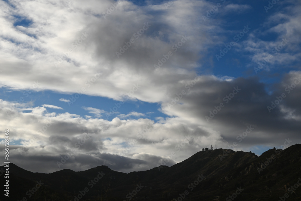 Clouds over Santa Monica Mountains in Malibu