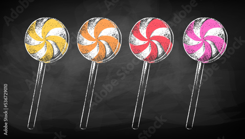 Chalked vector sketches set of mint lollipop