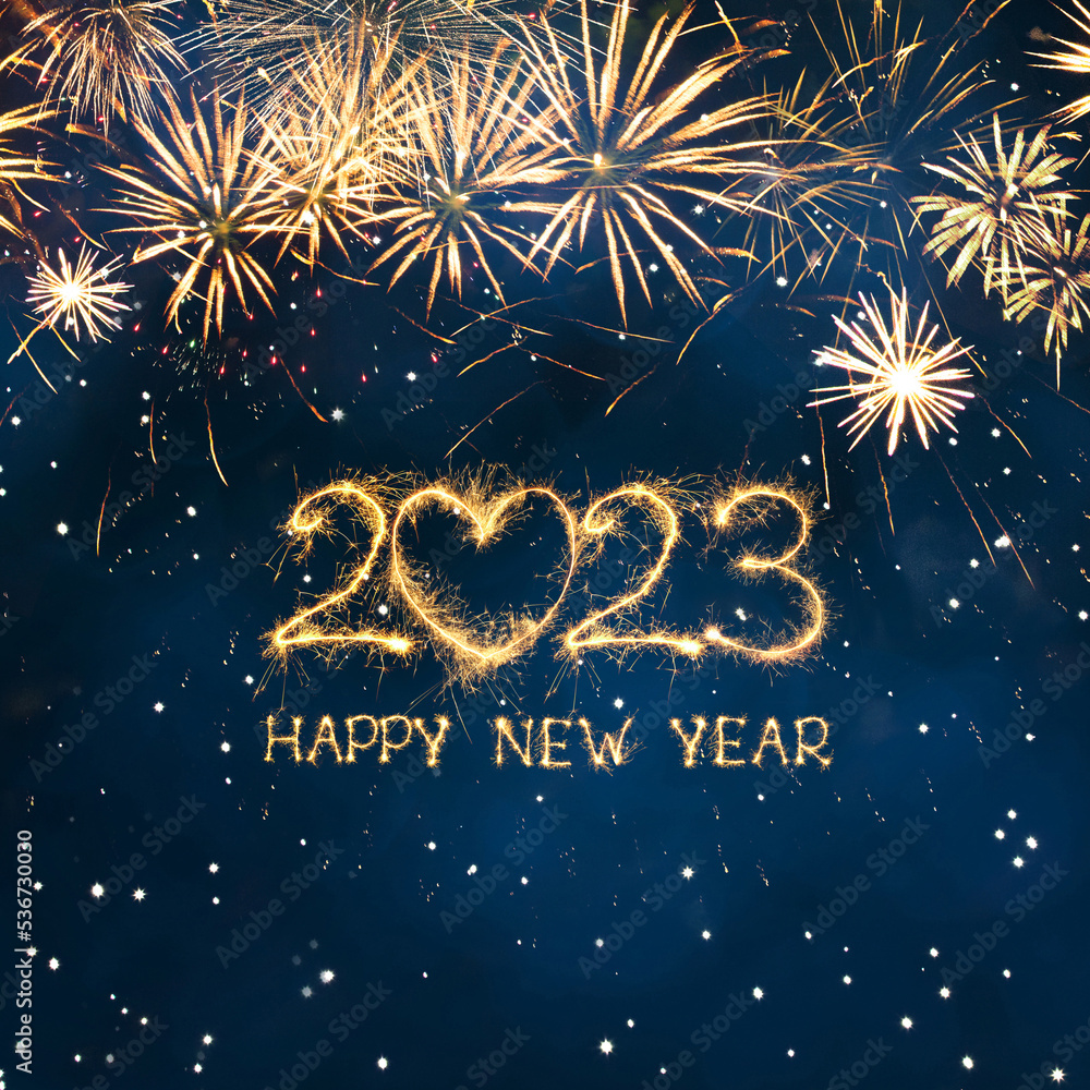 Greeting card Happy New Year 2023. - obrazy, fototapety, plakaty 