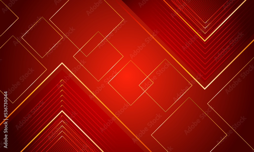 Fototapeta premium Geometric Red Background with Gold Highlights and Diagonal Shape Composition Abstract Vector
